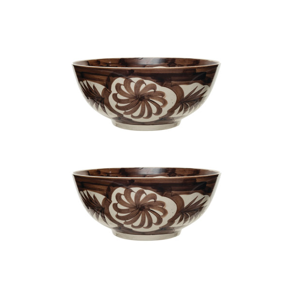 Wildon Home Hand Painted Stoneware Bowl With Design Wayfair Canada